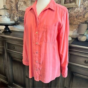 Chicos Long Sleeve Button-down Peach shirt, size 2 (L/12)